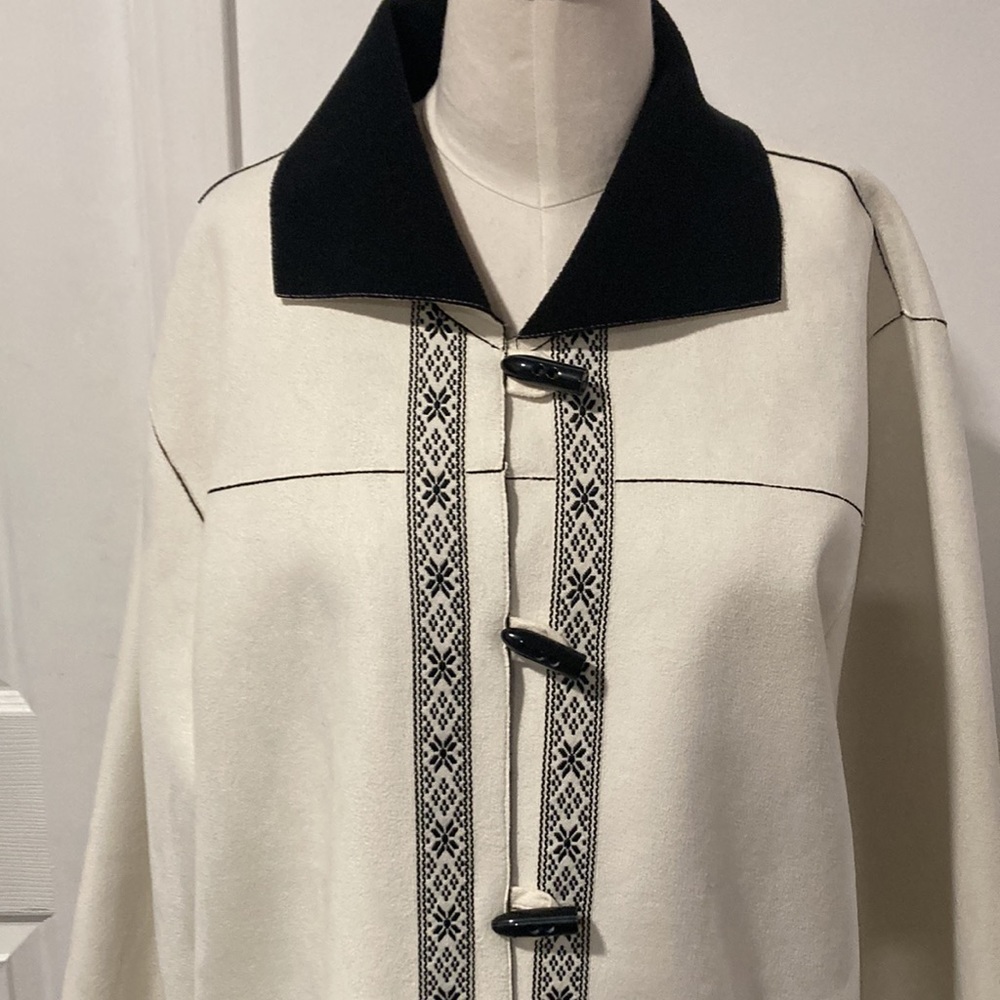 vintage Alfred Dunner faux suede jacket black white 20